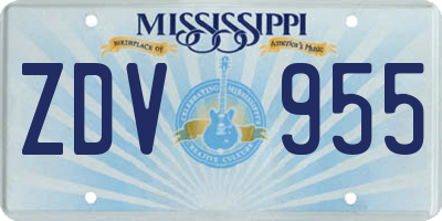 MS license plate ZDV955