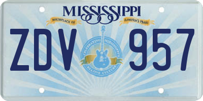 MS license plate ZDV957