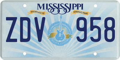 MS license plate ZDV958