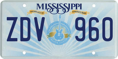MS license plate ZDV960
