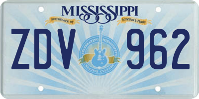 MS license plate ZDV962