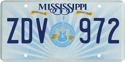 MS license plate ZDV972