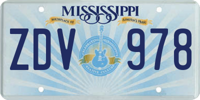 MS license plate ZDV978