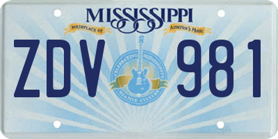 MS license plate ZDV981
