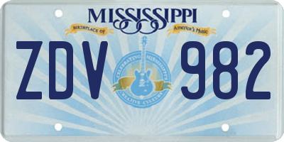 MS license plate ZDV982