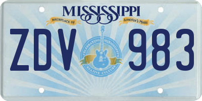 MS license plate ZDV983