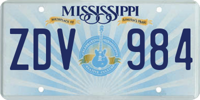 MS license plate ZDV984