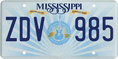 MS license plate ZDV985