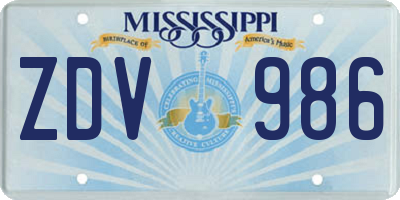 MS license plate ZDV986