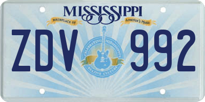 MS license plate ZDV992