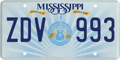 MS license plate ZDV993