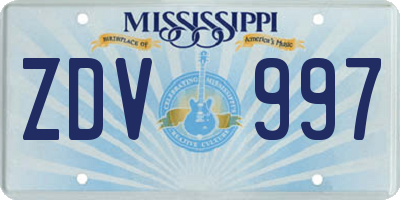 MS license plate ZDV997