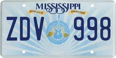 MS license plate ZDV998