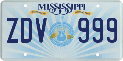 MS license plate ZDV999