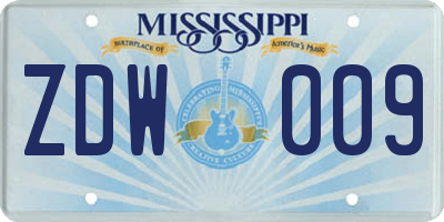 MS license plate ZDW009