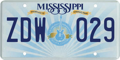 MS license plate ZDW029