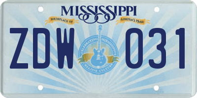 MS license plate ZDW031