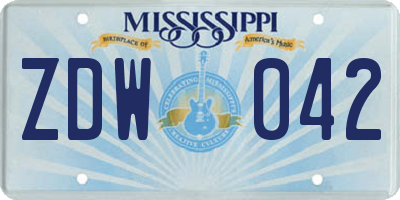 MS license plate ZDW042