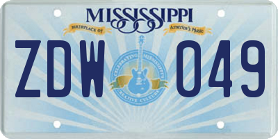 MS license plate ZDW049