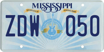 MS license plate ZDW050