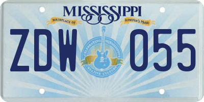 MS license plate ZDW055