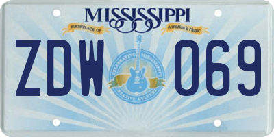 MS license plate ZDW069