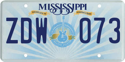 MS license plate ZDW073