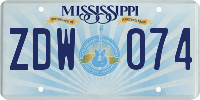 MS license plate ZDW074