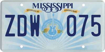 MS license plate ZDW075
