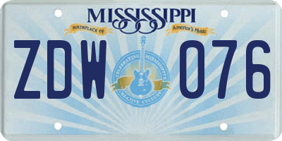 MS license plate ZDW076