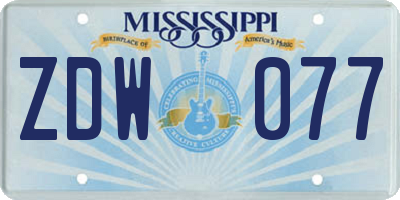 MS license plate ZDW077