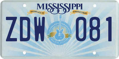 MS license plate ZDW081
