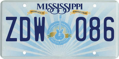 MS license plate ZDW086