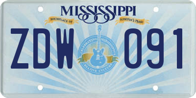 MS license plate ZDW091