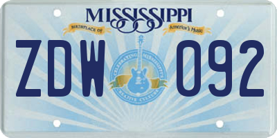 MS license plate ZDW092