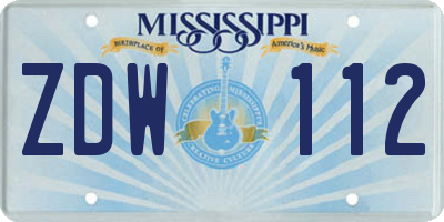 MS license plate ZDW112