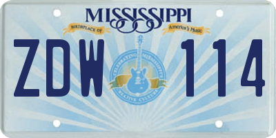 MS license plate ZDW114