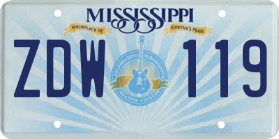 MS license plate ZDW119