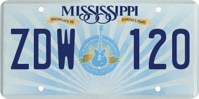 MS license plate ZDW120