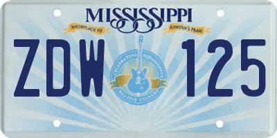 MS license plate ZDW125