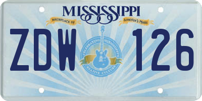 MS license plate ZDW126