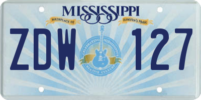 MS license plate ZDW127