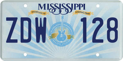 MS license plate ZDW128