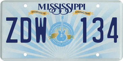 MS license plate ZDW134