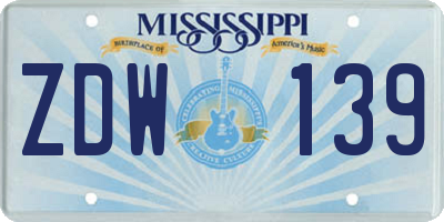 MS license plate ZDW139