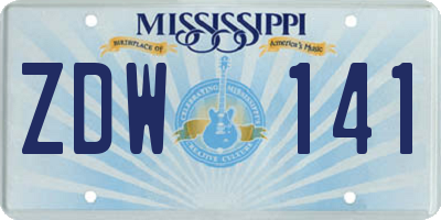 MS license plate ZDW141