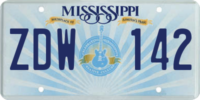 MS license plate ZDW142