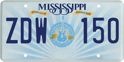 MS license plate ZDW150