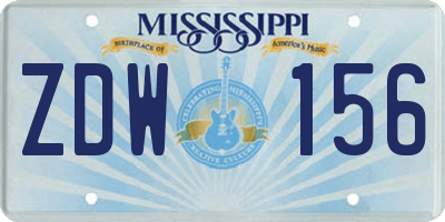 MS license plate ZDW156