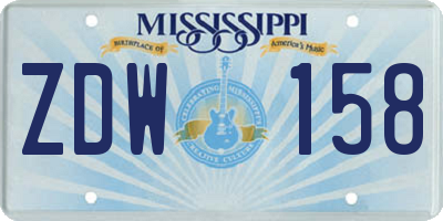 MS license plate ZDW158